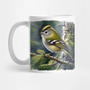 Colorful Golden-Crowned Kinglet - Watercolor Bird Mug